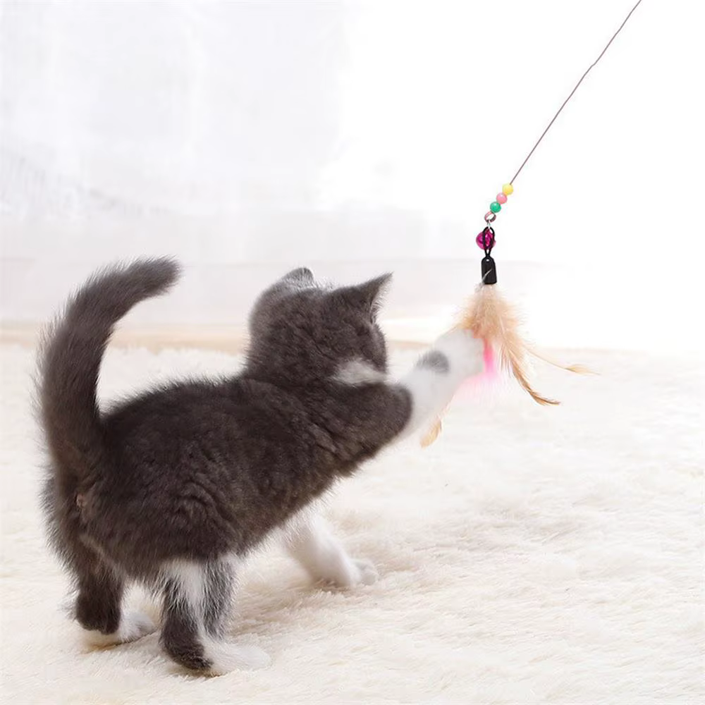 Varita Interactiva para Gatos y Gatitos con Plumas y Campana - imagen 4