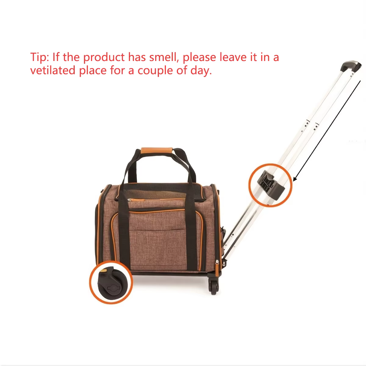Transportín con ruedas y bolsa para perros y gatos pequeños - imagen 5