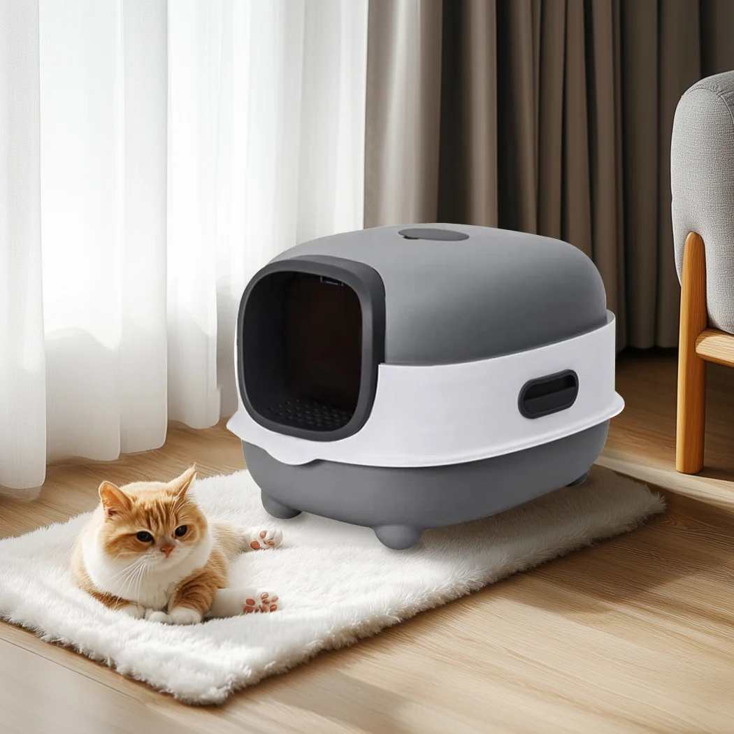 Arenero cerrado para gatos con tapa y bandeja profunda fácil - imagen 2