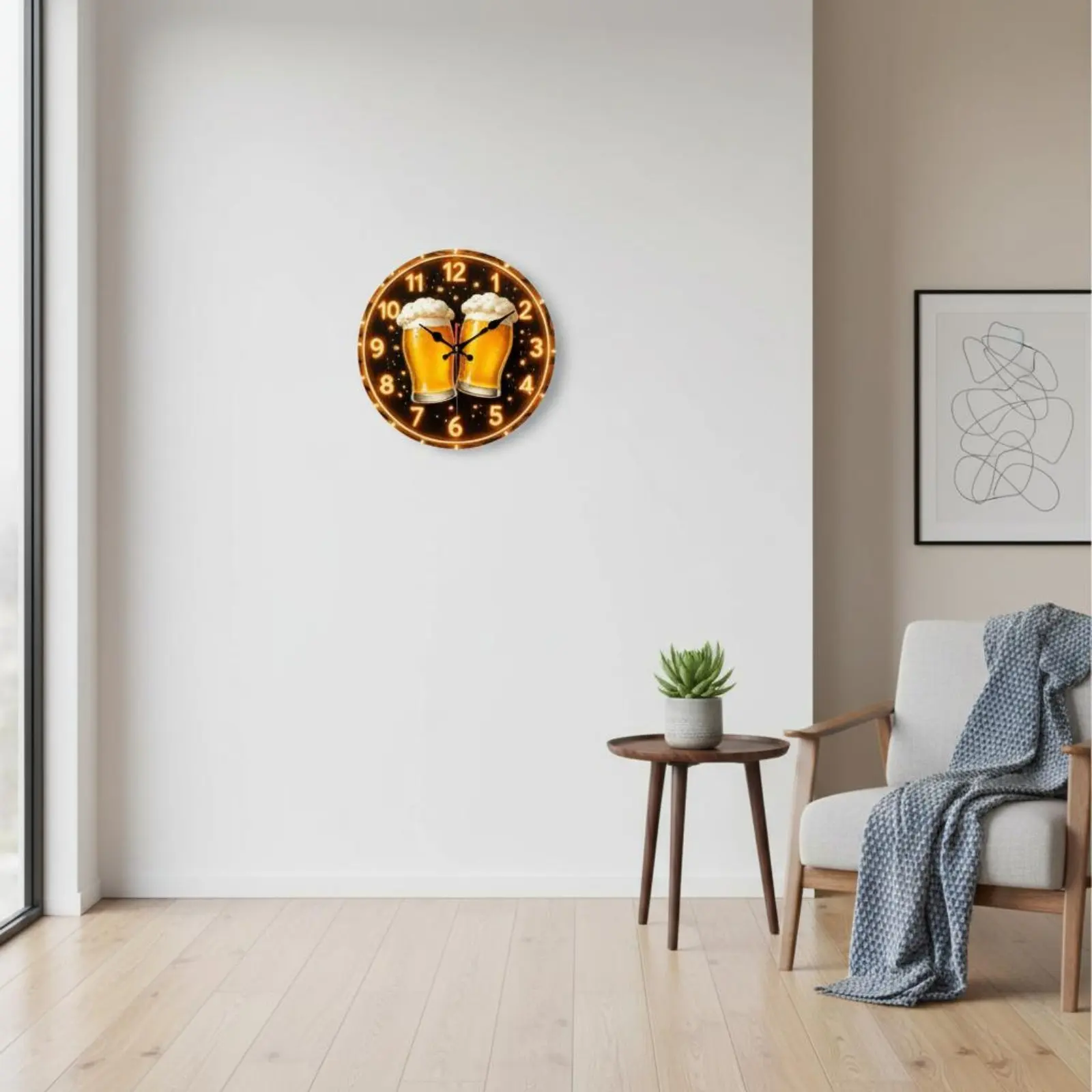 Reloj de pared silencioso con diseño de jarra de cerveza, sin marco - imagen 4