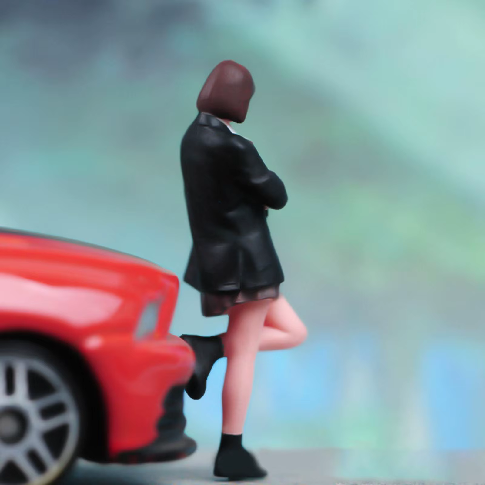 Figura miniatura 1/64 estudiante resina pintada pelo corto - imagen 3