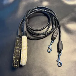 Correa para perro trenzada cuero PU asa tweed suave
