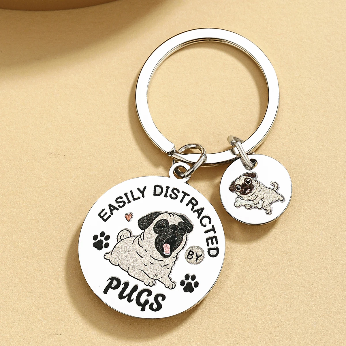 Llavero con diseño de Pug para amantes de los perros