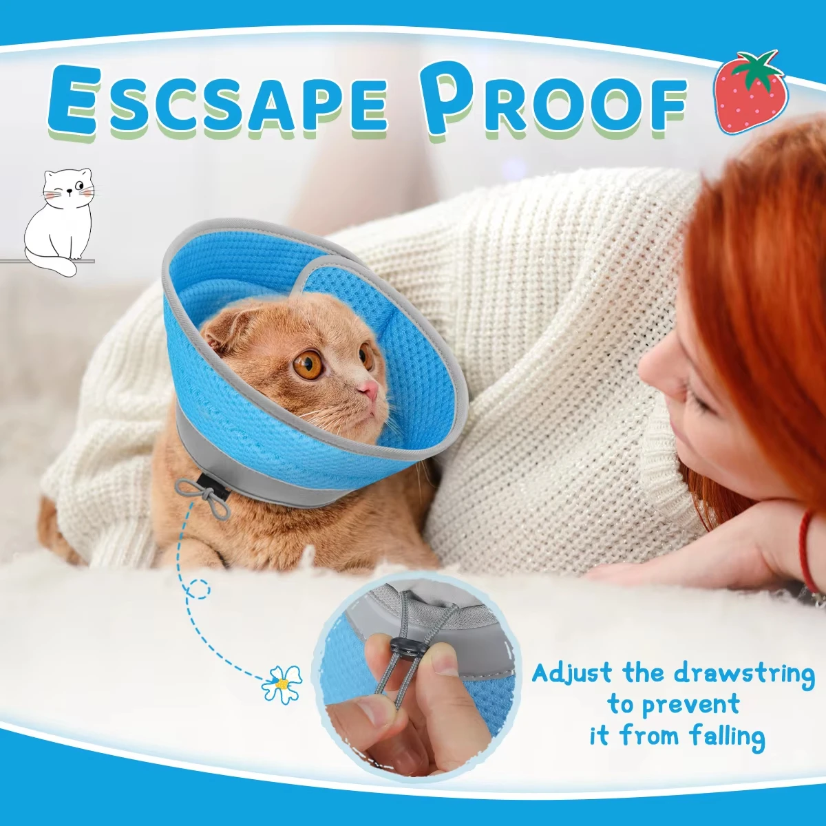 Collar cónico ajustable para gatos y perros – Anti-lamer y post-operatorio - imagen 3