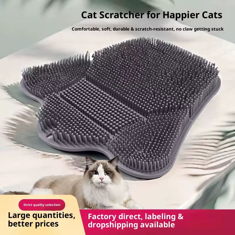 Cepillo masajeador de pared para gatos – Almohadilla rascadora de silicona