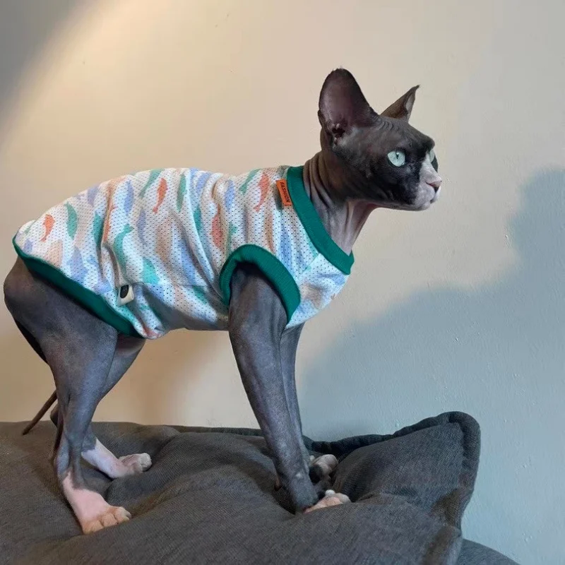 Chaleco de malla con protección solar para gatos Sphynx – Camiseta fina transpirable - imagen 5
