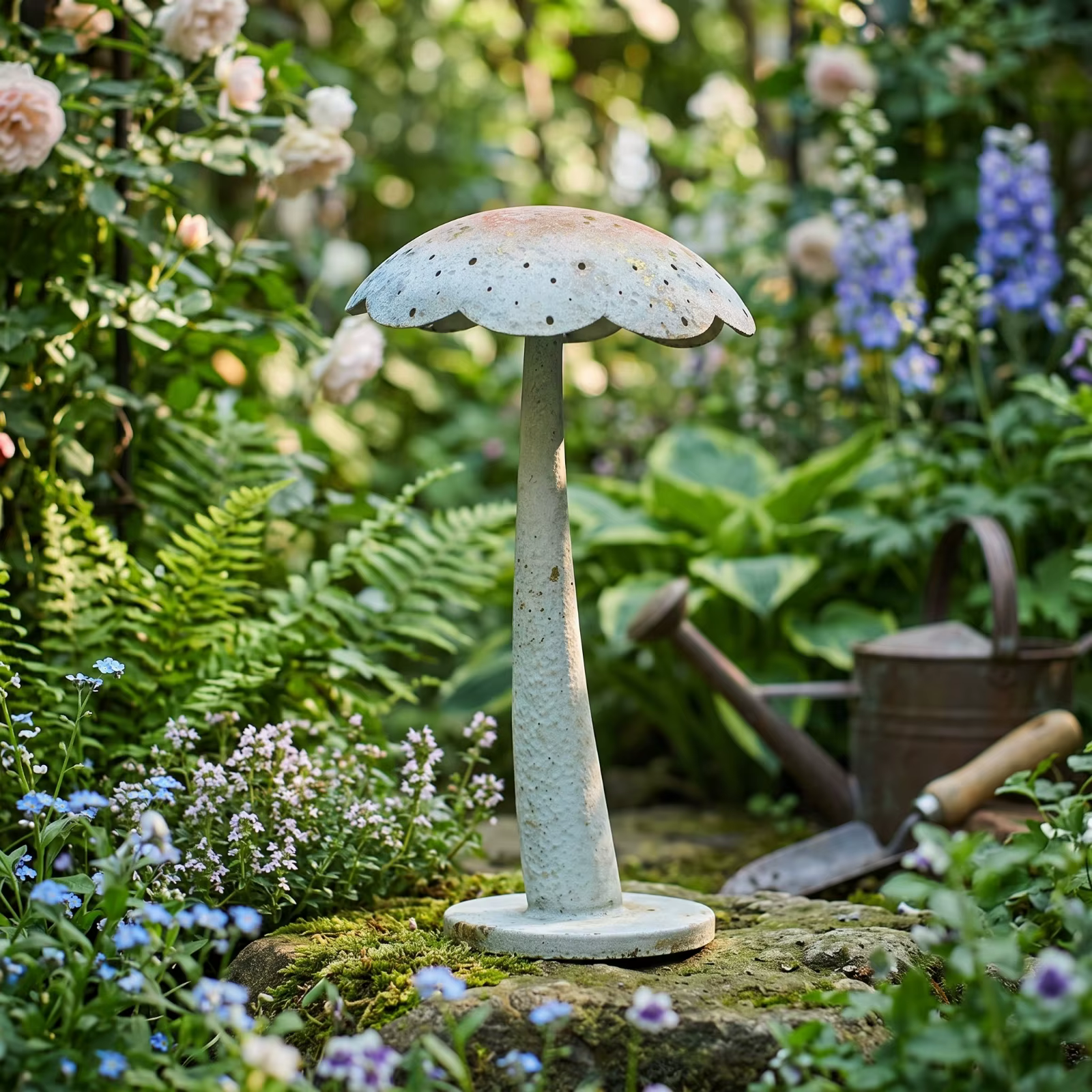 Escultura seta metálica para jardín – Adorno exterior resistente - imagen 4