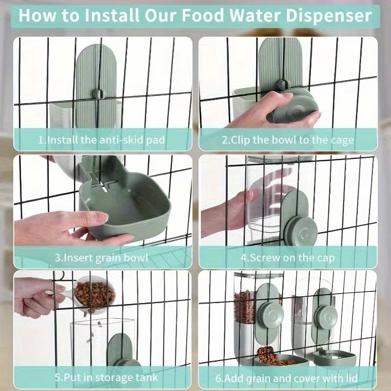 Comedero suspendido estilo jaula para gatos y conejos con agua - imagen 2