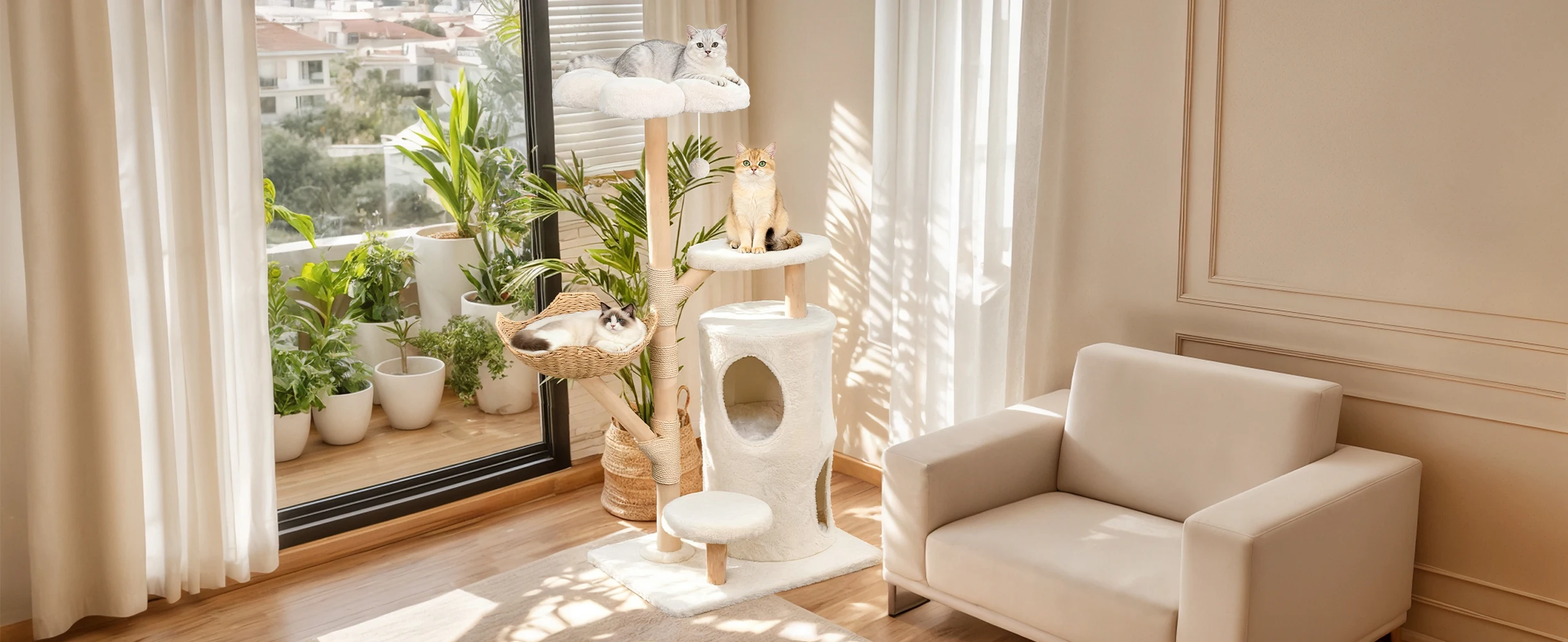 Cama elevada tipo flor con felpa