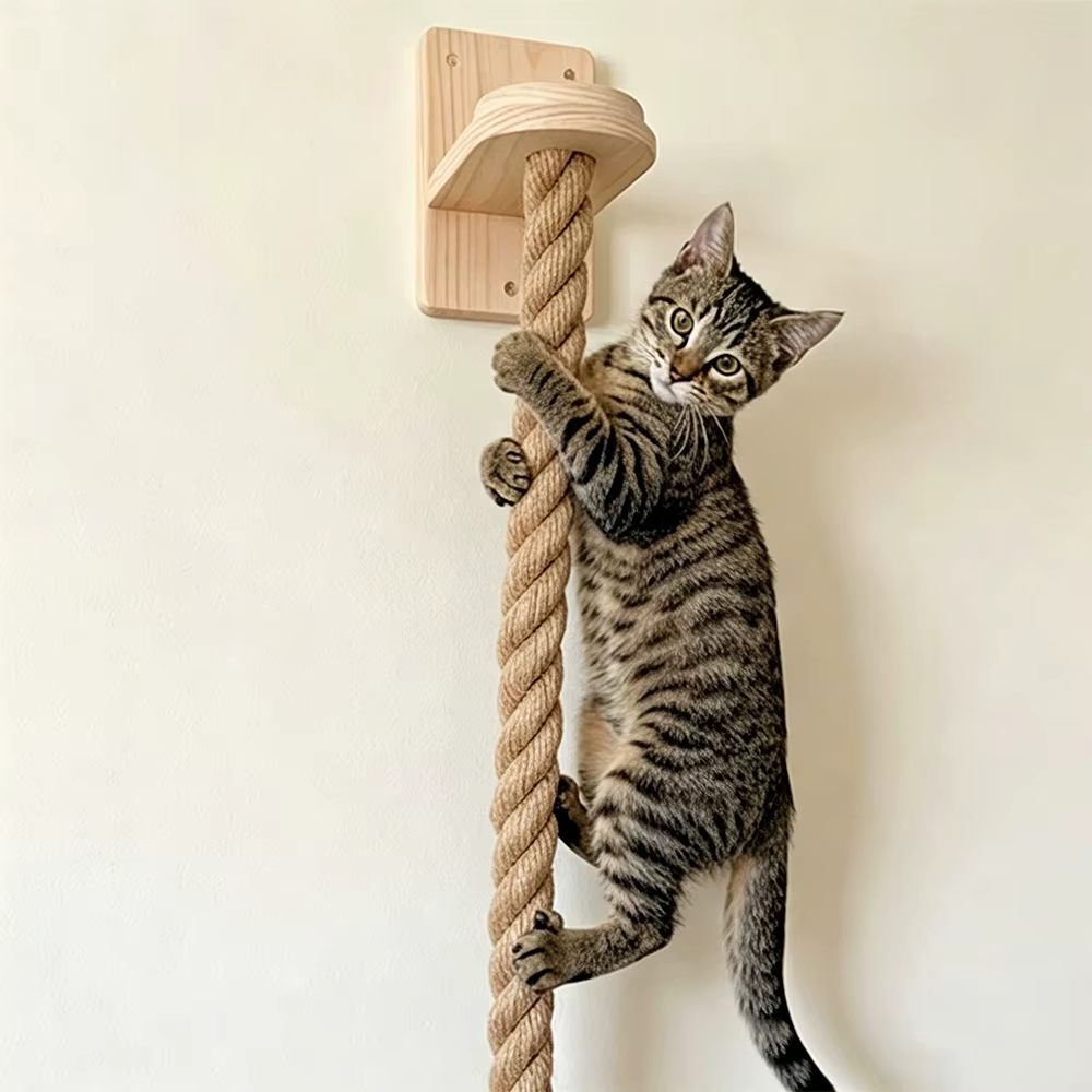 Rascador de pared para gatos con sisal y escalones – Consola mural antirrugas
