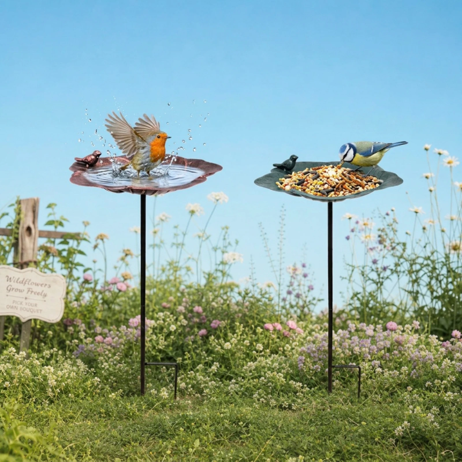 Baño para pájaros flor en capas, estilo pétalo, fácil de instalar - imagen 5