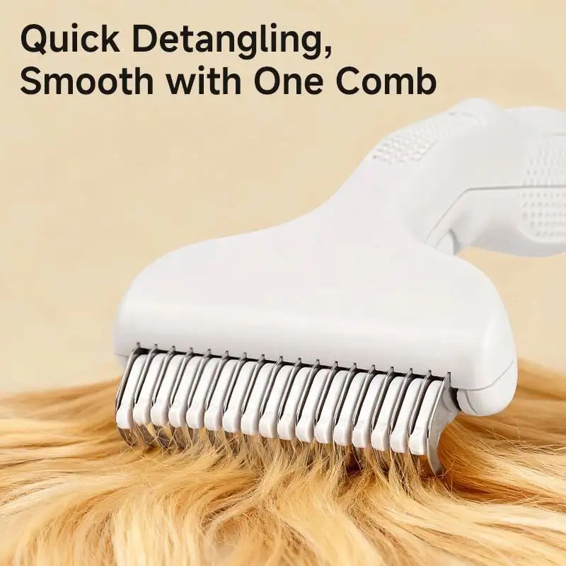 Cepillo curvo flotante de acero inoxidable para quitar pelo a perros y gatos de pelo largo - imagen 4
