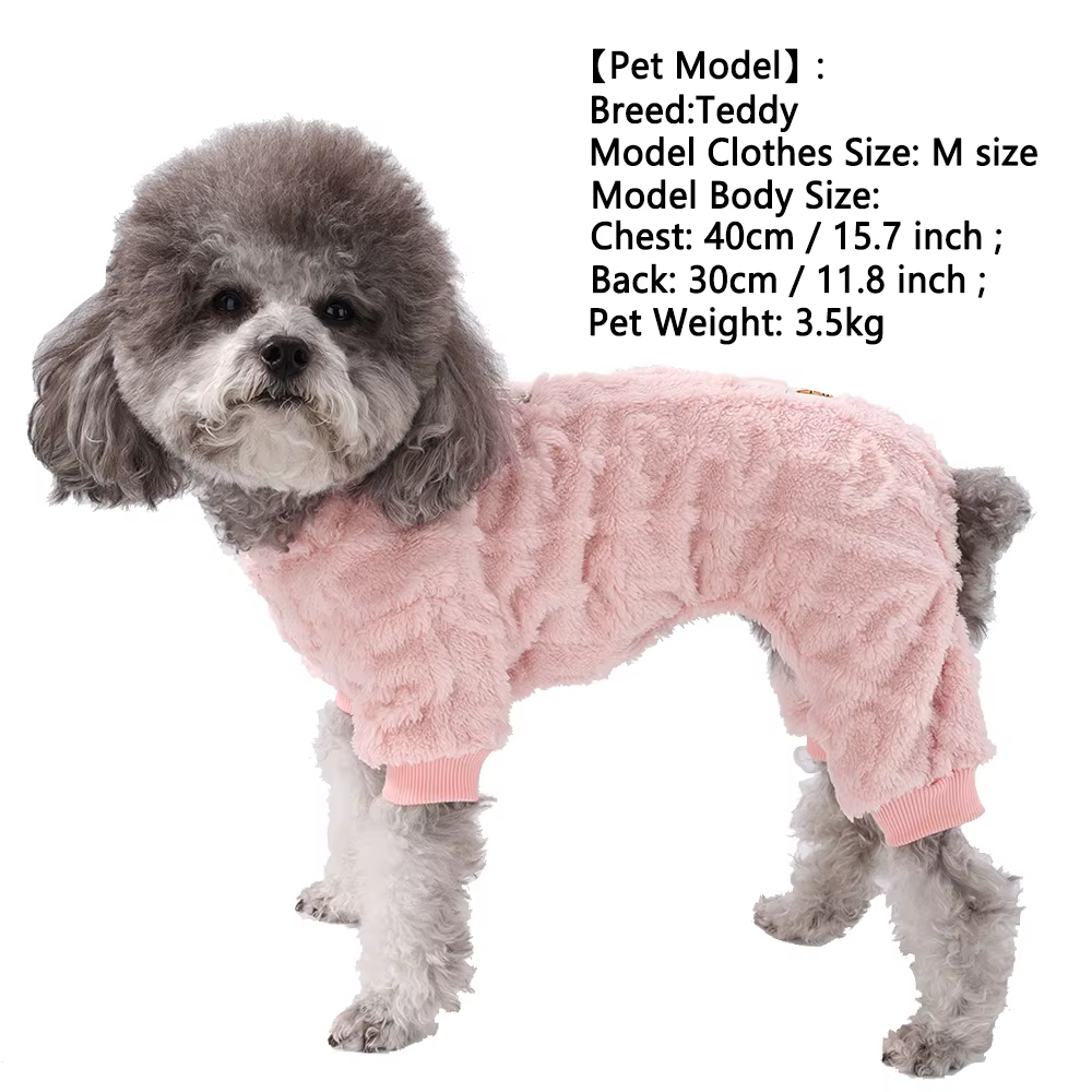 Traje cálido de felpa con anilla para correa – Ropa invierno para perro Chihuahua y gato