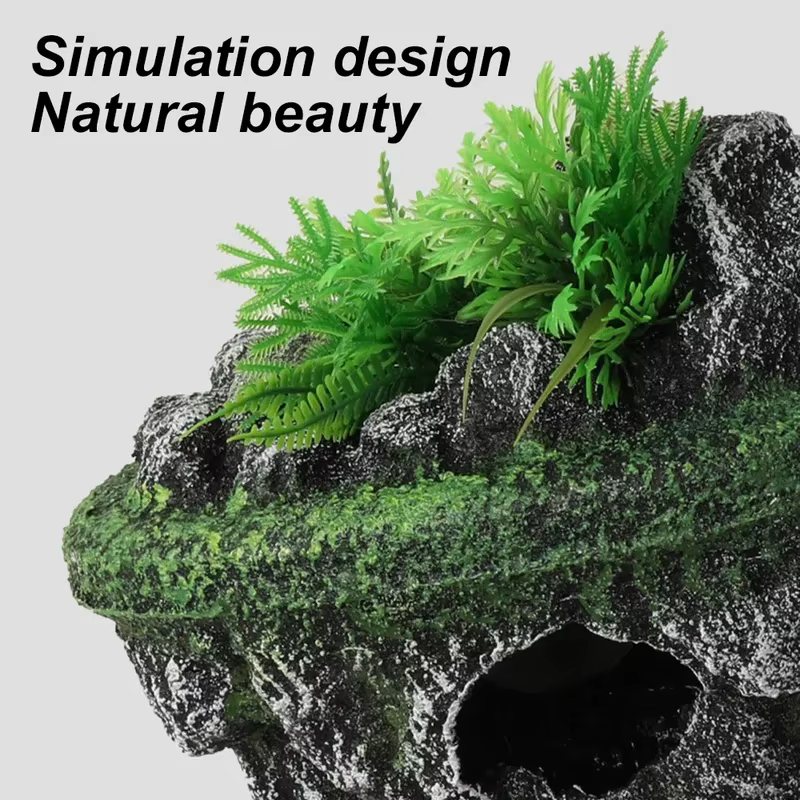 Adorno flotante para acuario con planta y cueva Betta - imagen 2