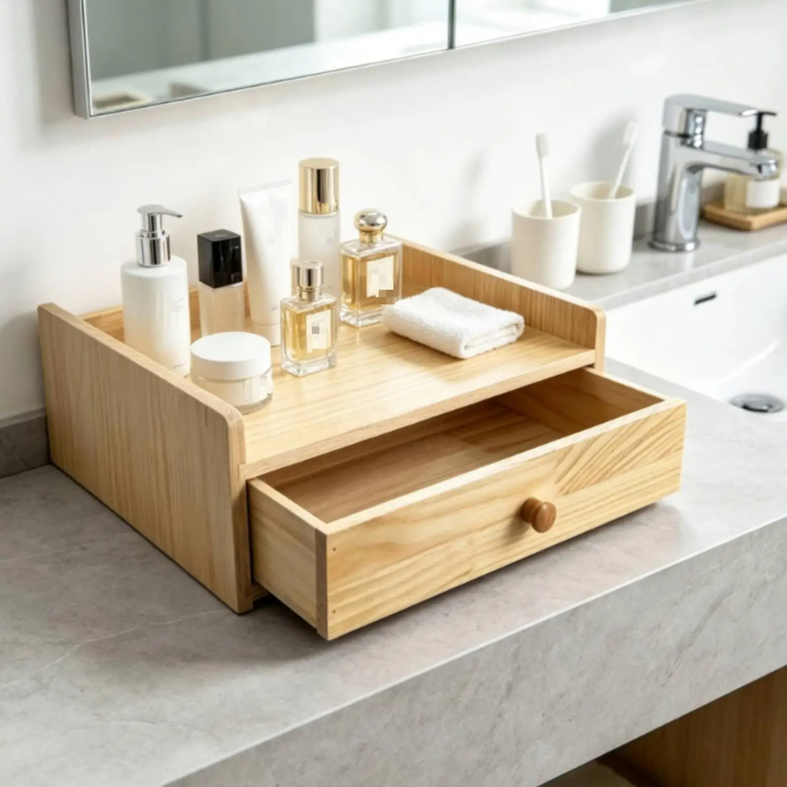 Soporte de madera con cajón para báscula de mercado - imagen 4