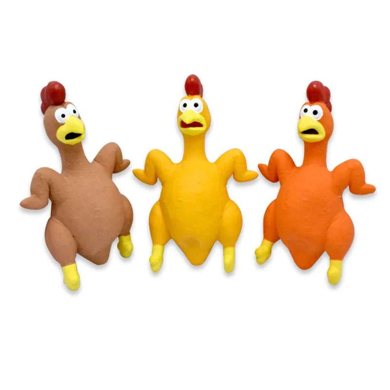 Juguete en forma de pollo chirriante para perros