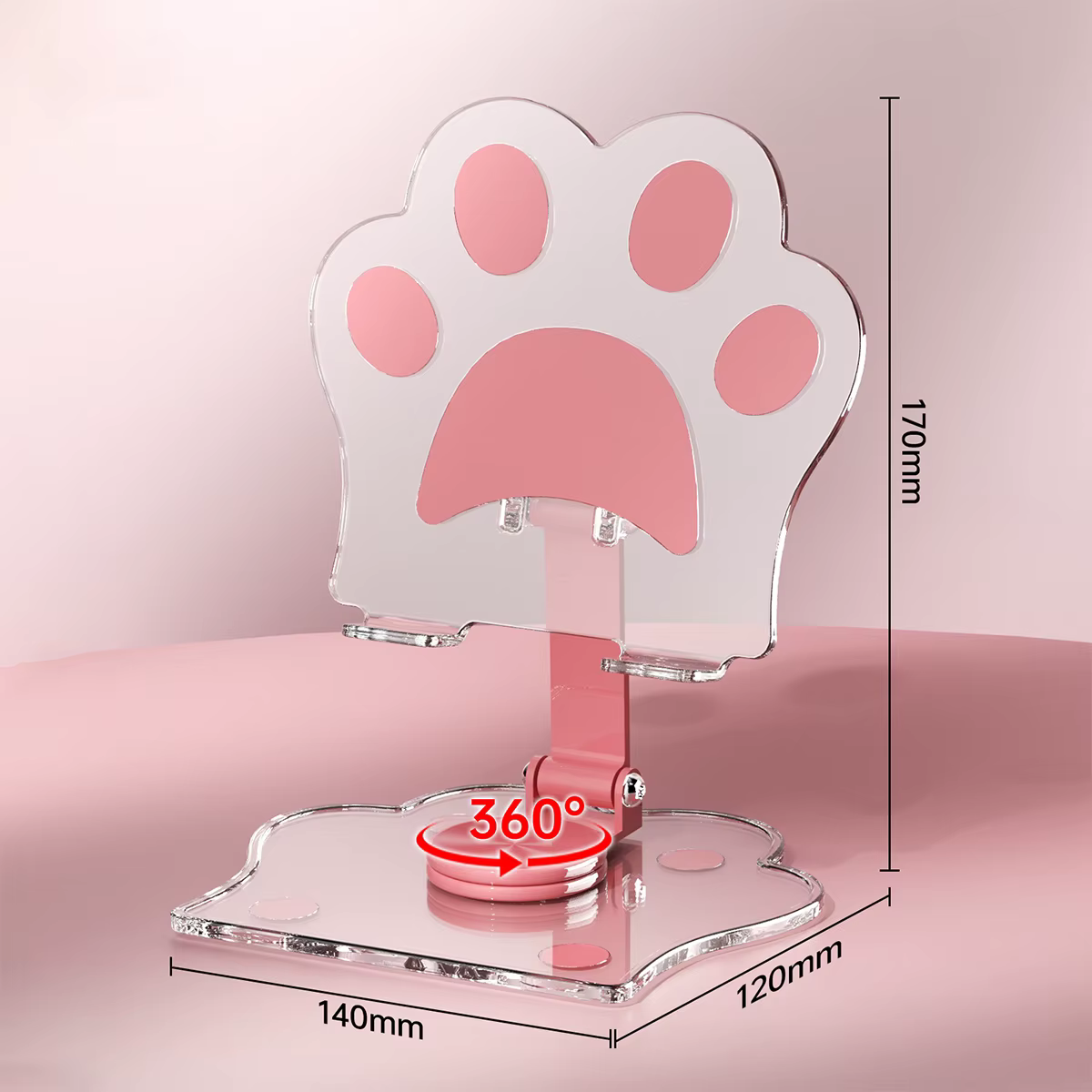 Soporte móvil acrílico transparente garra de gato giratorio 360° - imagen 2