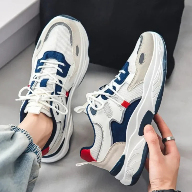Zapatillas deportivas hombre con cordones, transpirables y suela gruesa - imagen 2