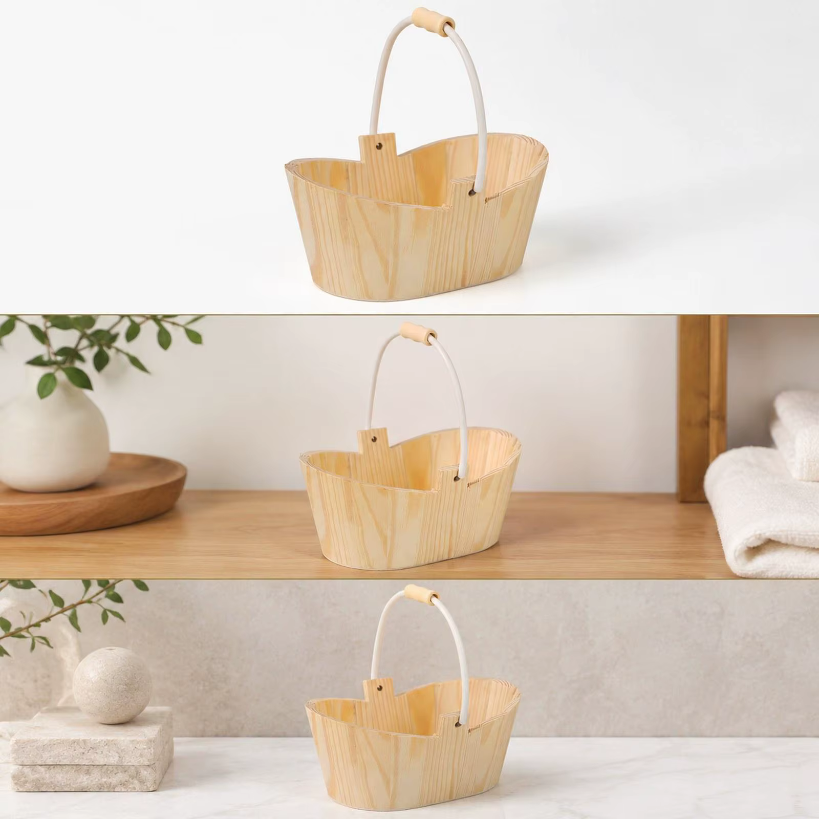 Cubo de almacenamiento de madera para baño y spa, gatos y perros