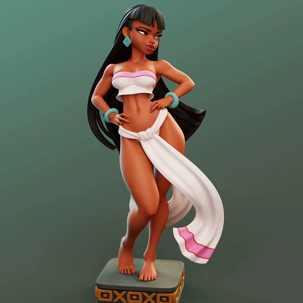 Miniatura 3D de mujer para juegos de rol y colección