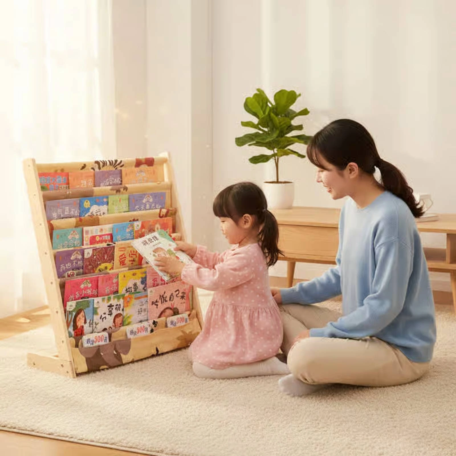 Estantería infantil de madera maciza para libros, fácil acceso - imagen 5