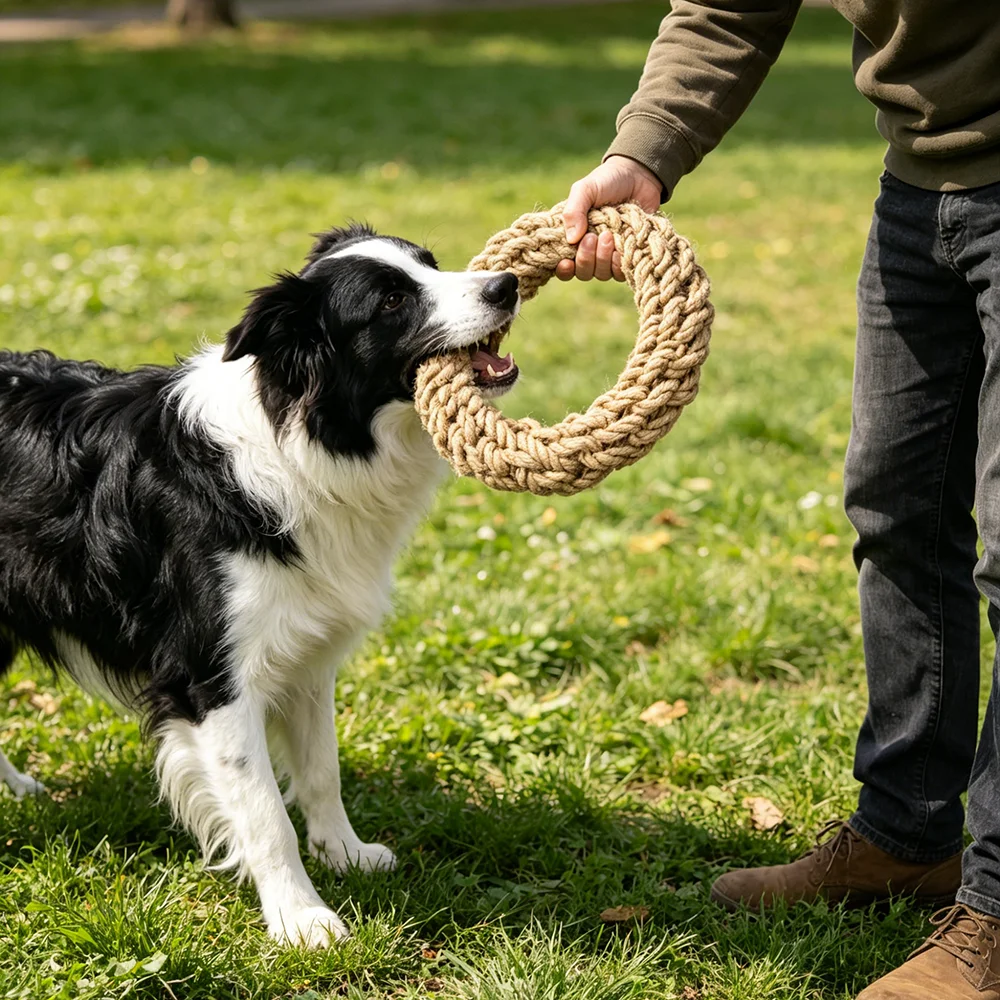 Juguete dental para perros con cuerda de algodón – Masticable resistente - imagen 4