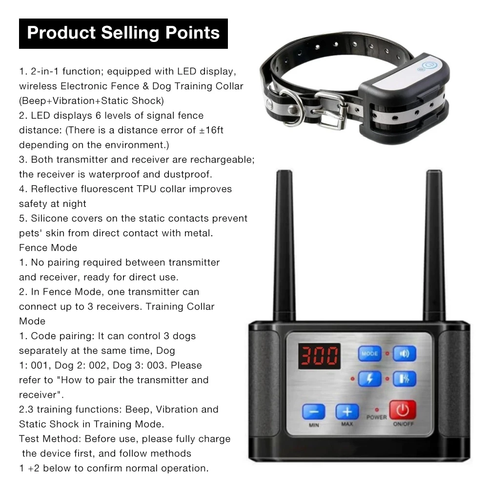 Collar de adiestramiento inalámbrico para perros con control remoto - imagen 3