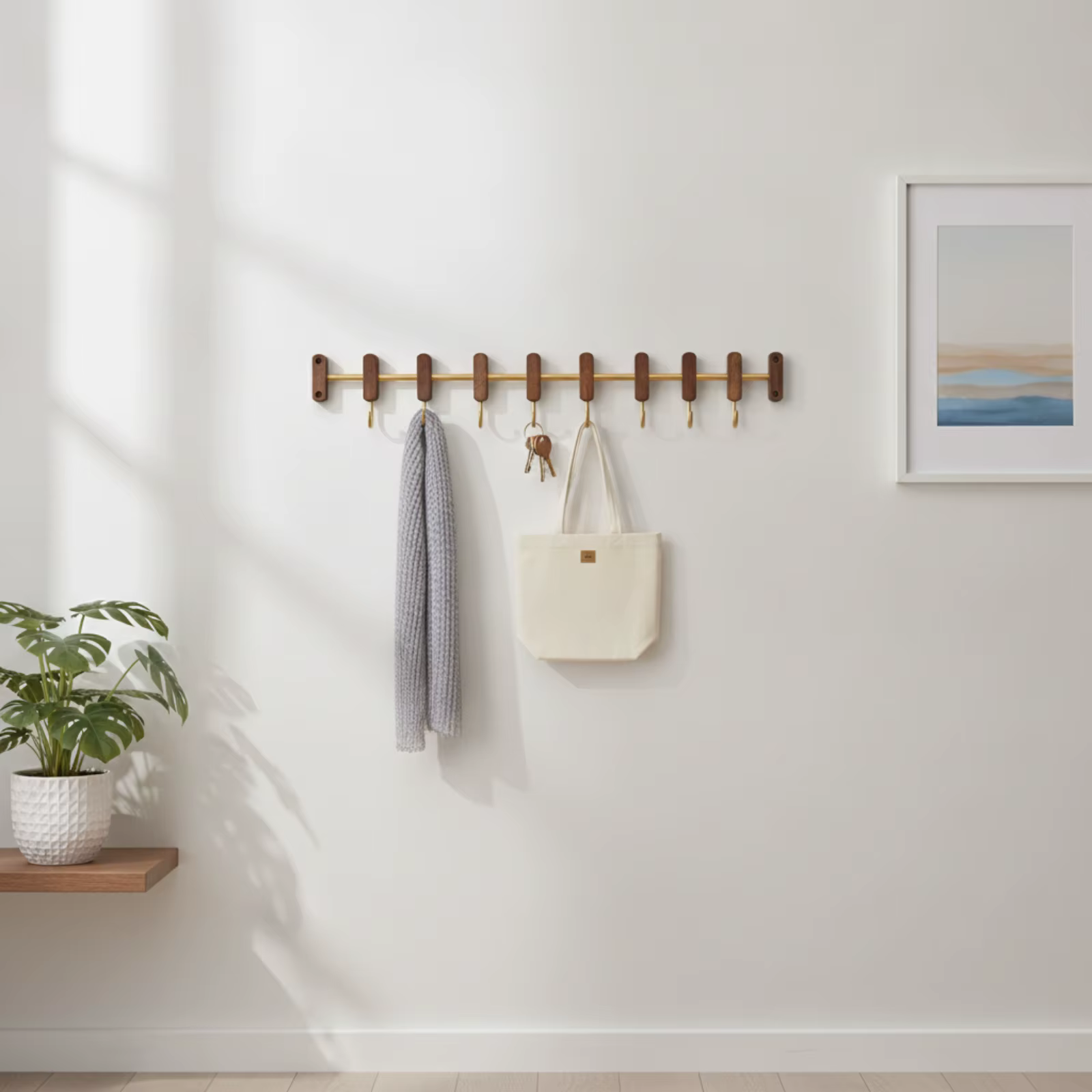 Perchero de Pared con Ganchos Deslizantes – Organizador para Bolsas y Abrigos - imagen 2