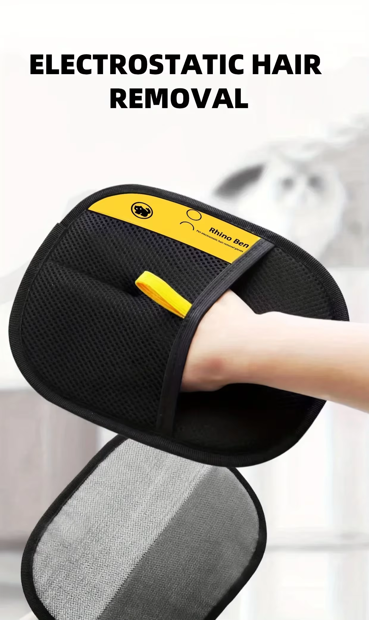 Guantes de aseo para mascotas mostrando las púas de silicona