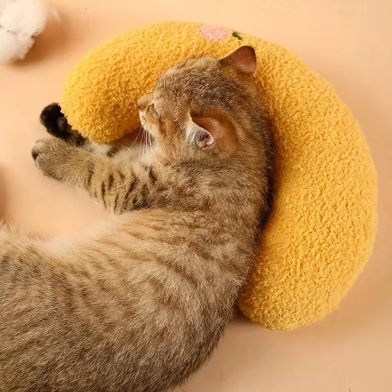 Almohada cama media luna ultra suave para gatos, lavable - imagen 3