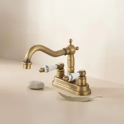 Grifo lavabo doble de bronce vintage con dos mandos para baño