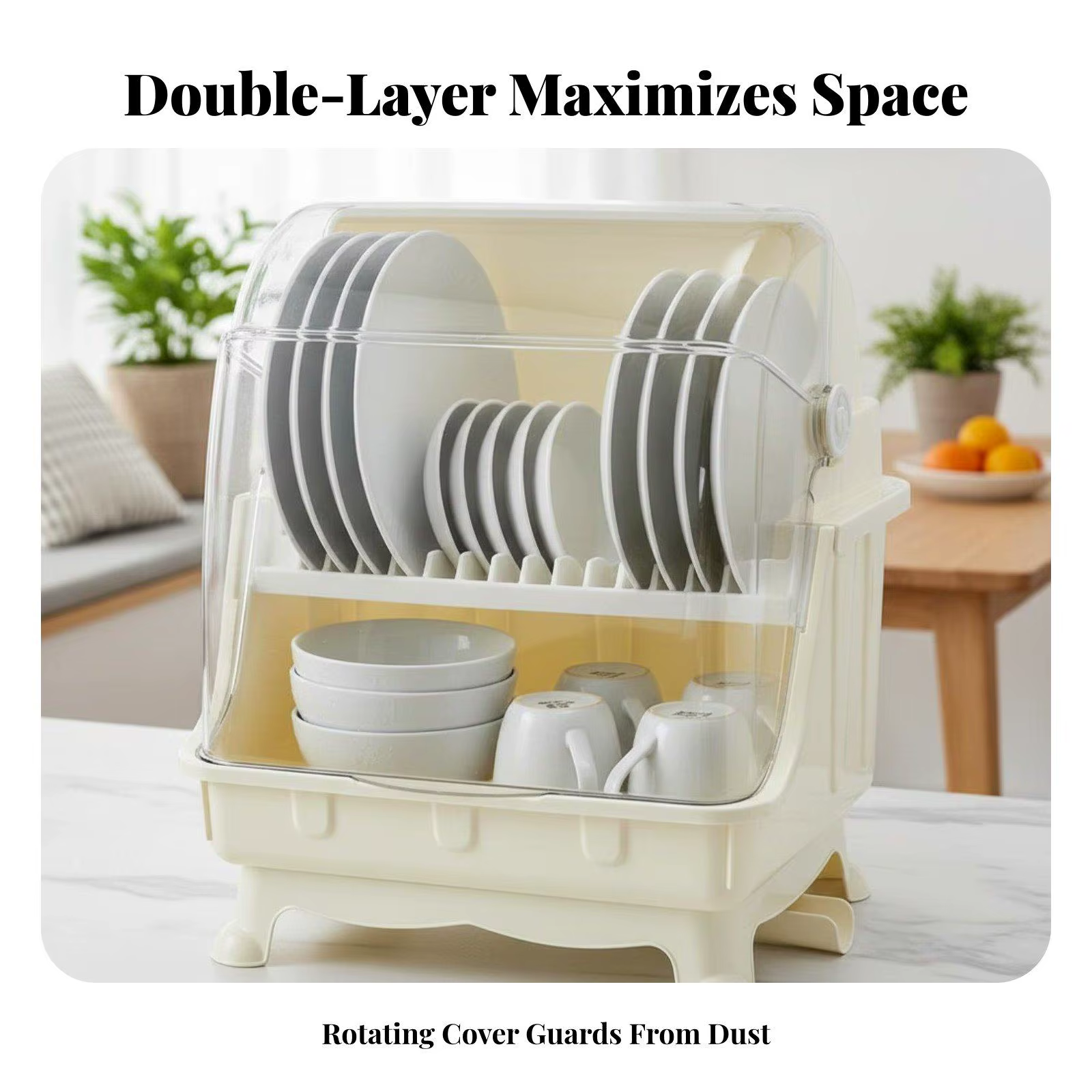 Escurridor de Platos 2 Niveles a Prueba de Polvo – Ideal para Cocinas Pequeñas - imagen 5