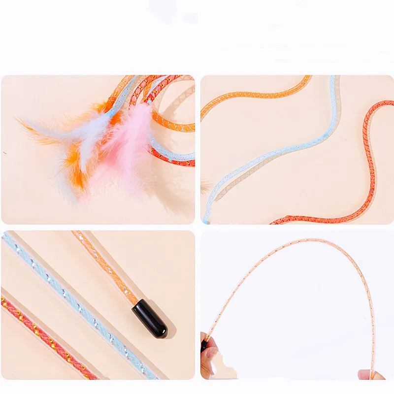 Juguete para gatos con varita elástica de plumas y campana - imagen 3