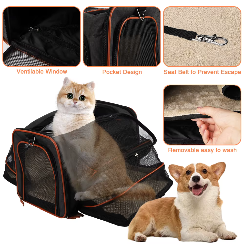 Transportadora reversible expandible gatos y perros con almohadilla - imagen 3