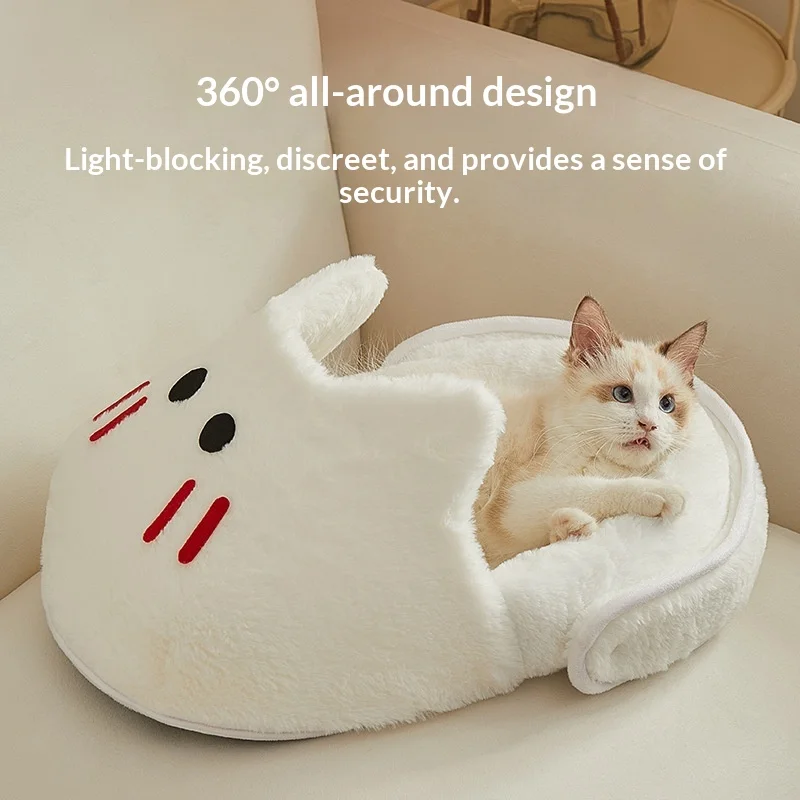 Cama semicerrada cálida para gatos y perros pequeños – Nido extraíble - imagen 2
