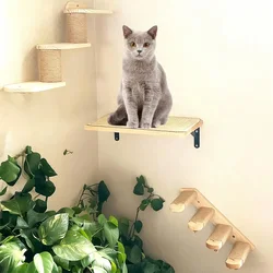 Estante escalera de pared con hamaca y sisal para gatos