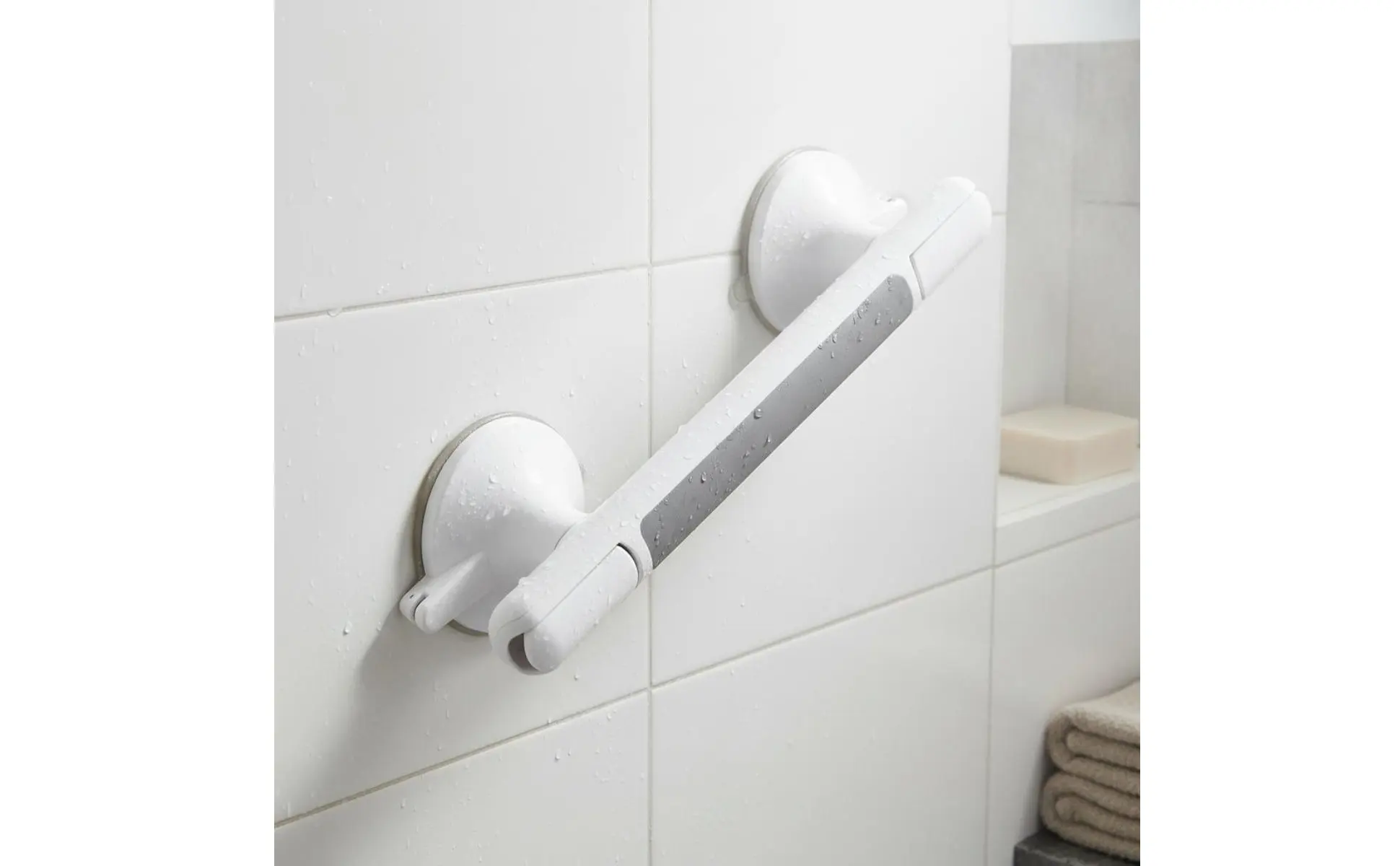 Barra de apoyo removible con ventosa para ducha