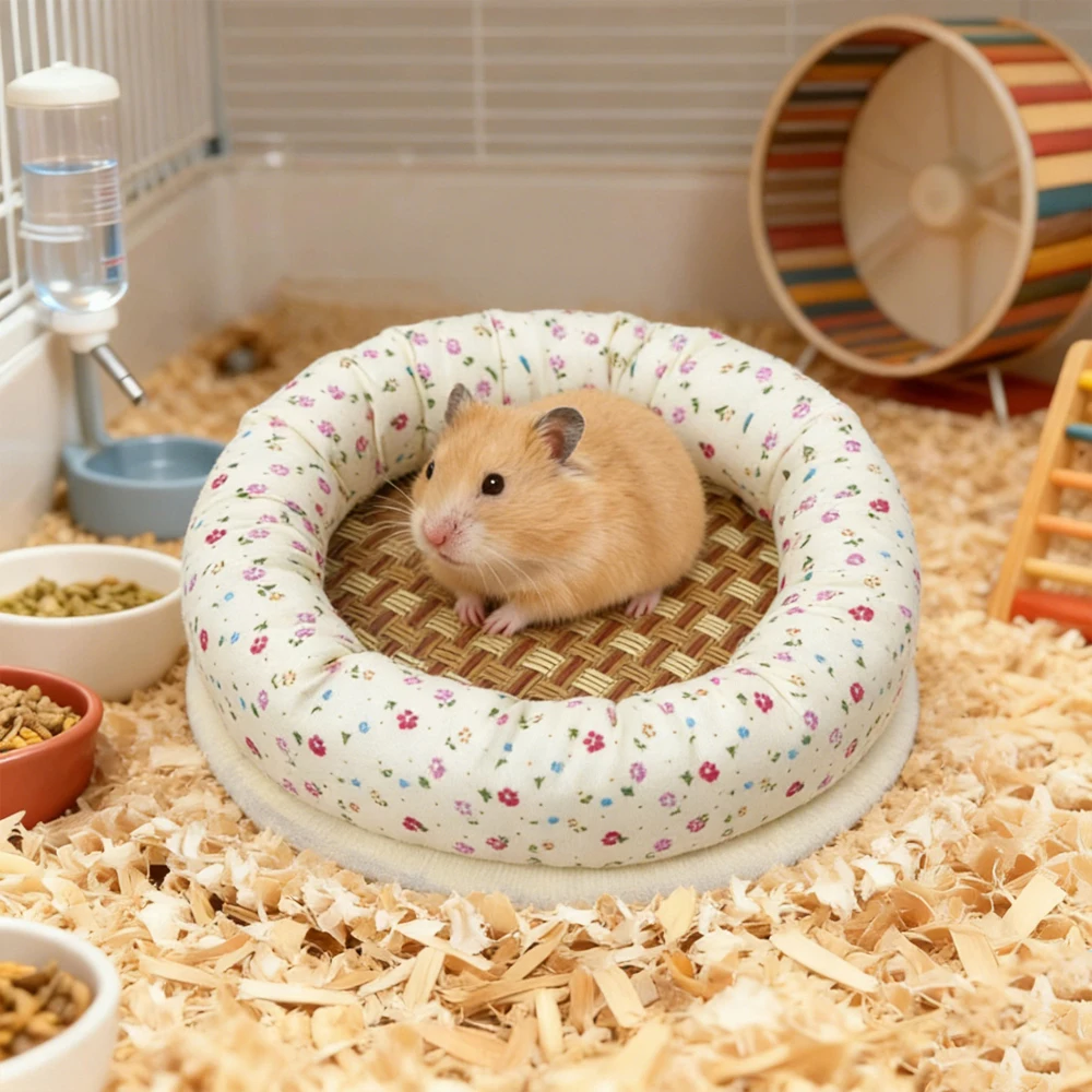 Cama redonda refrescante de paja para hámster sirio y gerbil - imagen 4