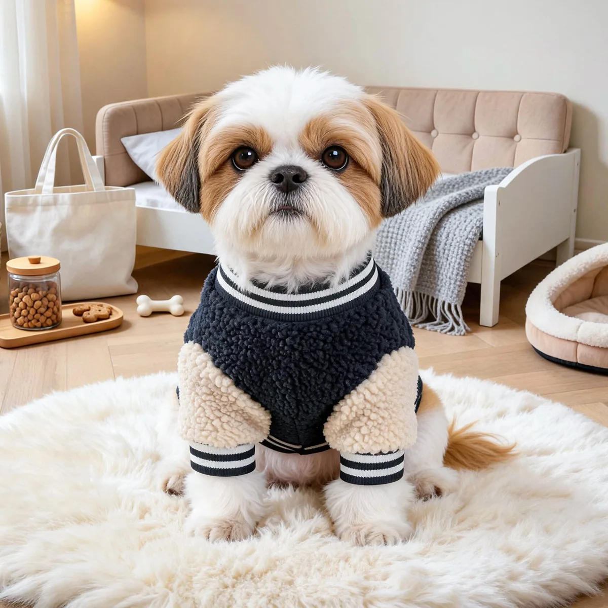 Chaqueta béisbol polar para perros pequeños cálido resistente al viento - imagen 3