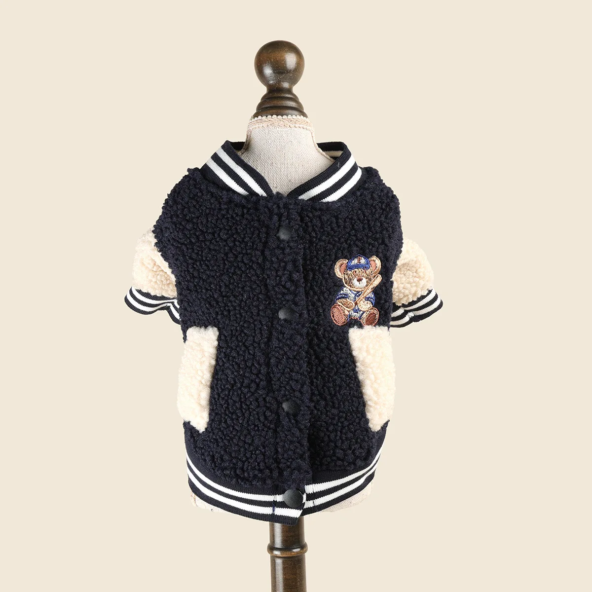 Chaqueta béisbol polar para perros pequeños cálido resistente al viento - imagen 2