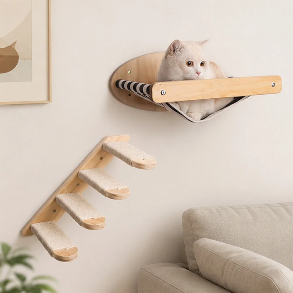 Hamaca de pared para gatos – Escalones y rascador de sisal - imagen 2