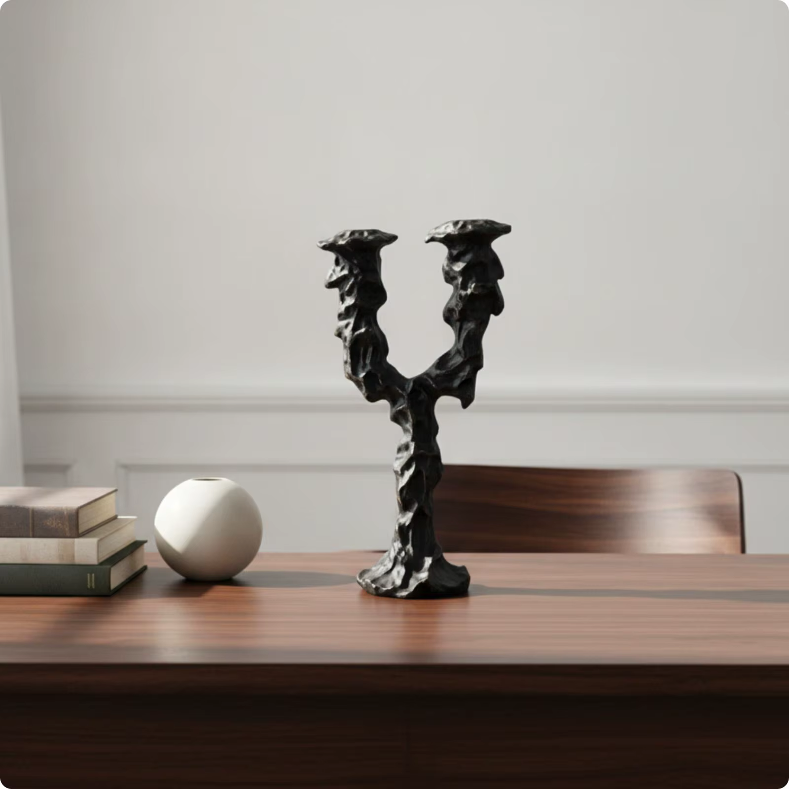 Candelabro doble abstracto de estilo moderno y rústico - imagen 3