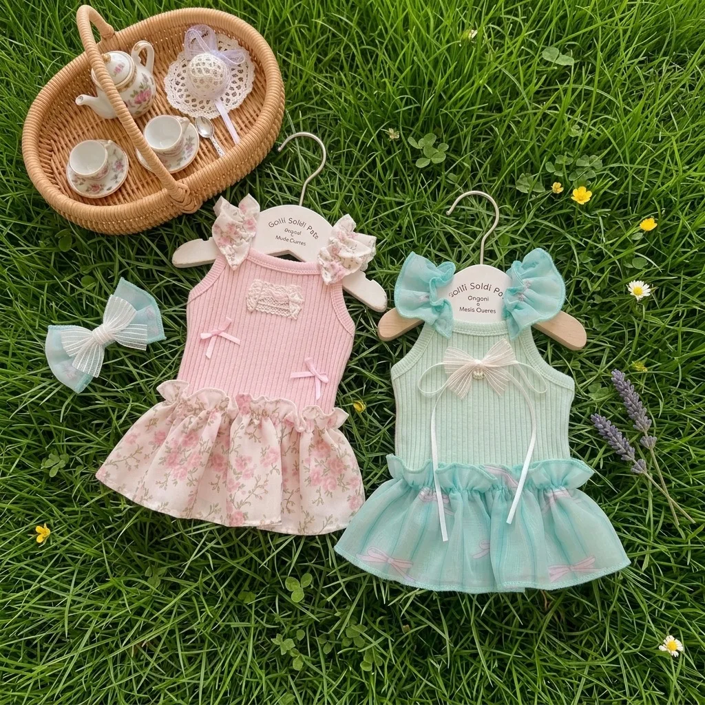 Camiseta de verano con malla tipo vestido para perros y gatos - imagen 2