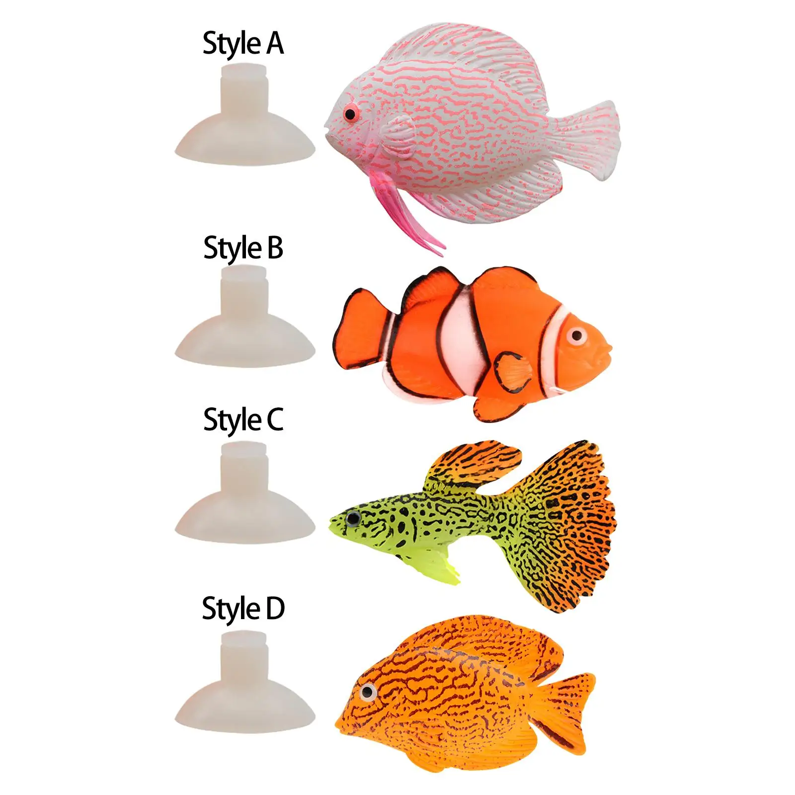 Decoración de pez artificial en silicona para acuario