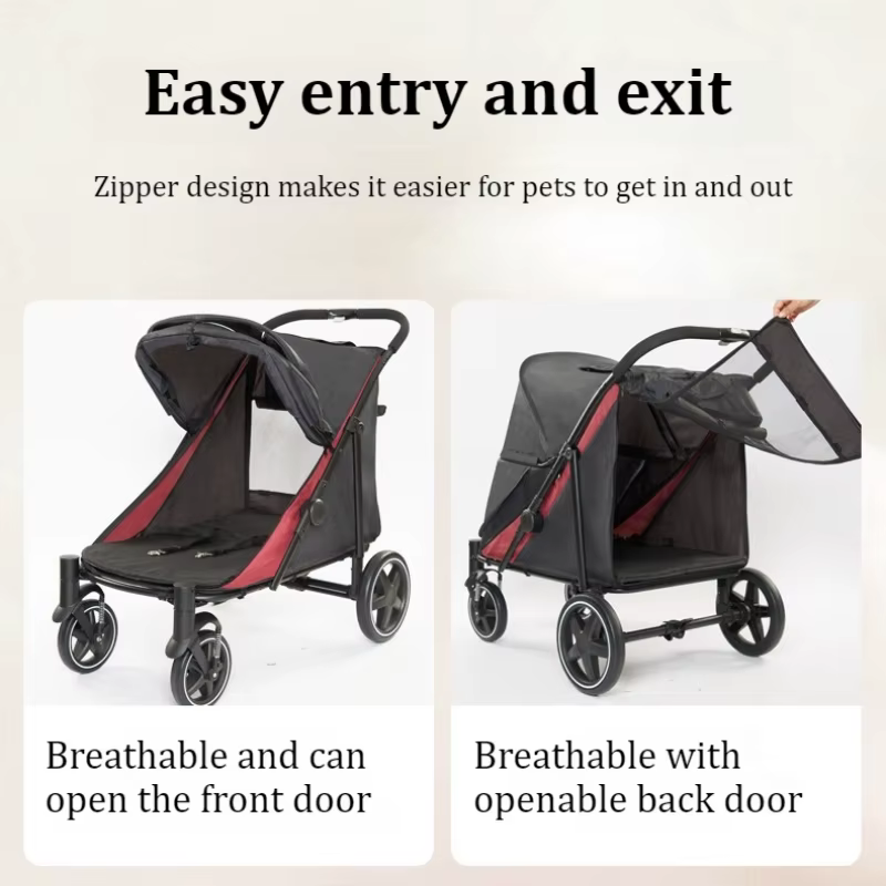 Carrito Paseos Perros Grandes y Mayores – Plegable, Seguro y Transpirable - imagen 3