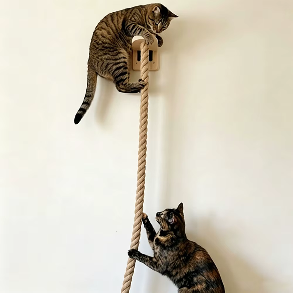 Rascador de pared para gatos con sisal y escalones – Consola mural antirrugas - imagen 3