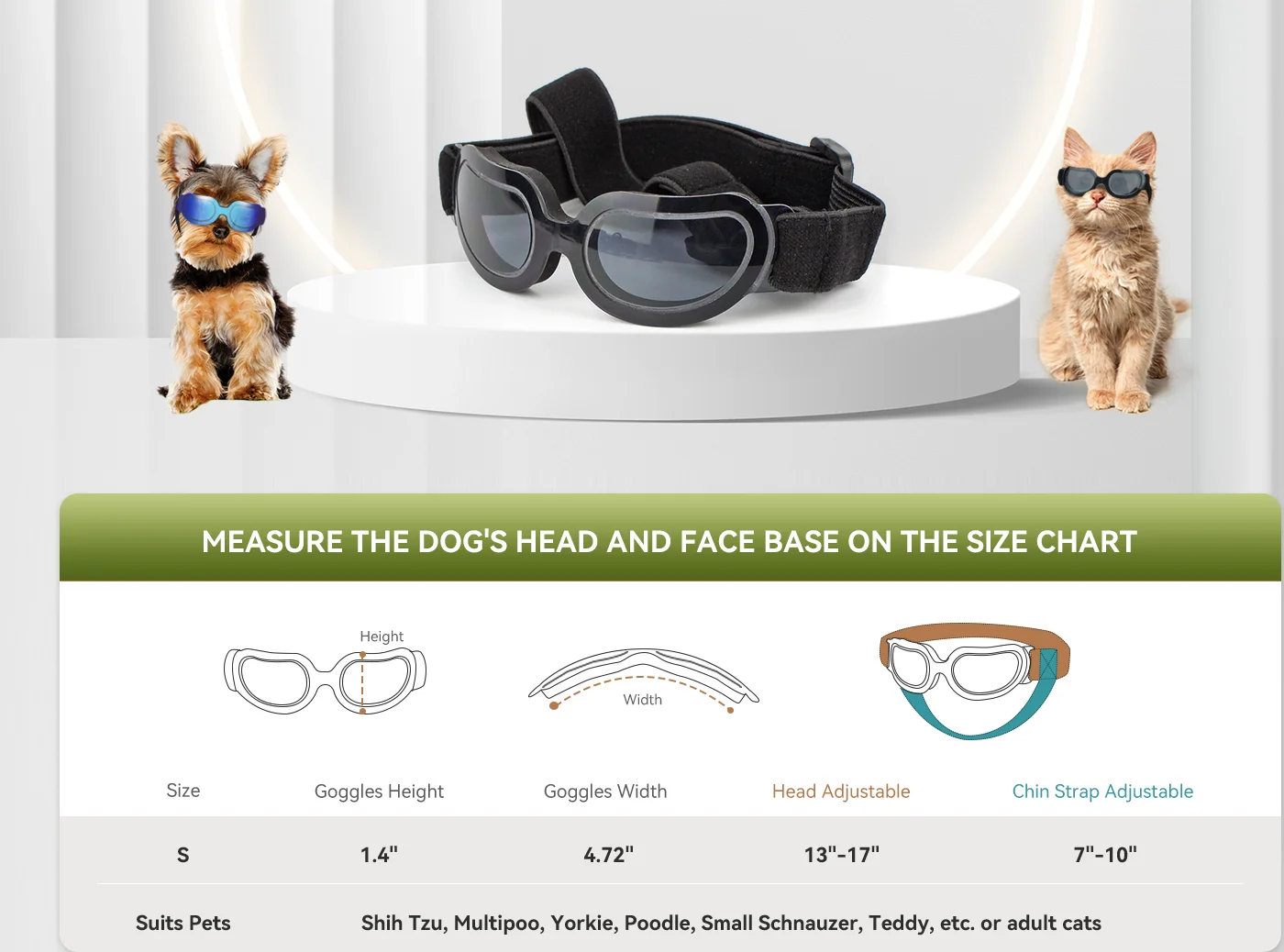 Casco ATUBAN con gafas de sol para perro