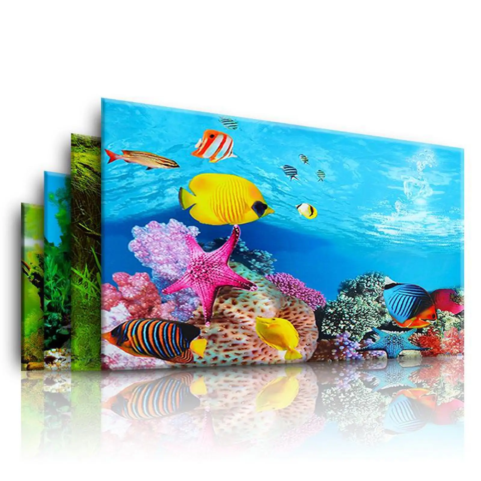 Fondo decorativo para acuario en PVC – Paisaje pintado 30x52 cm