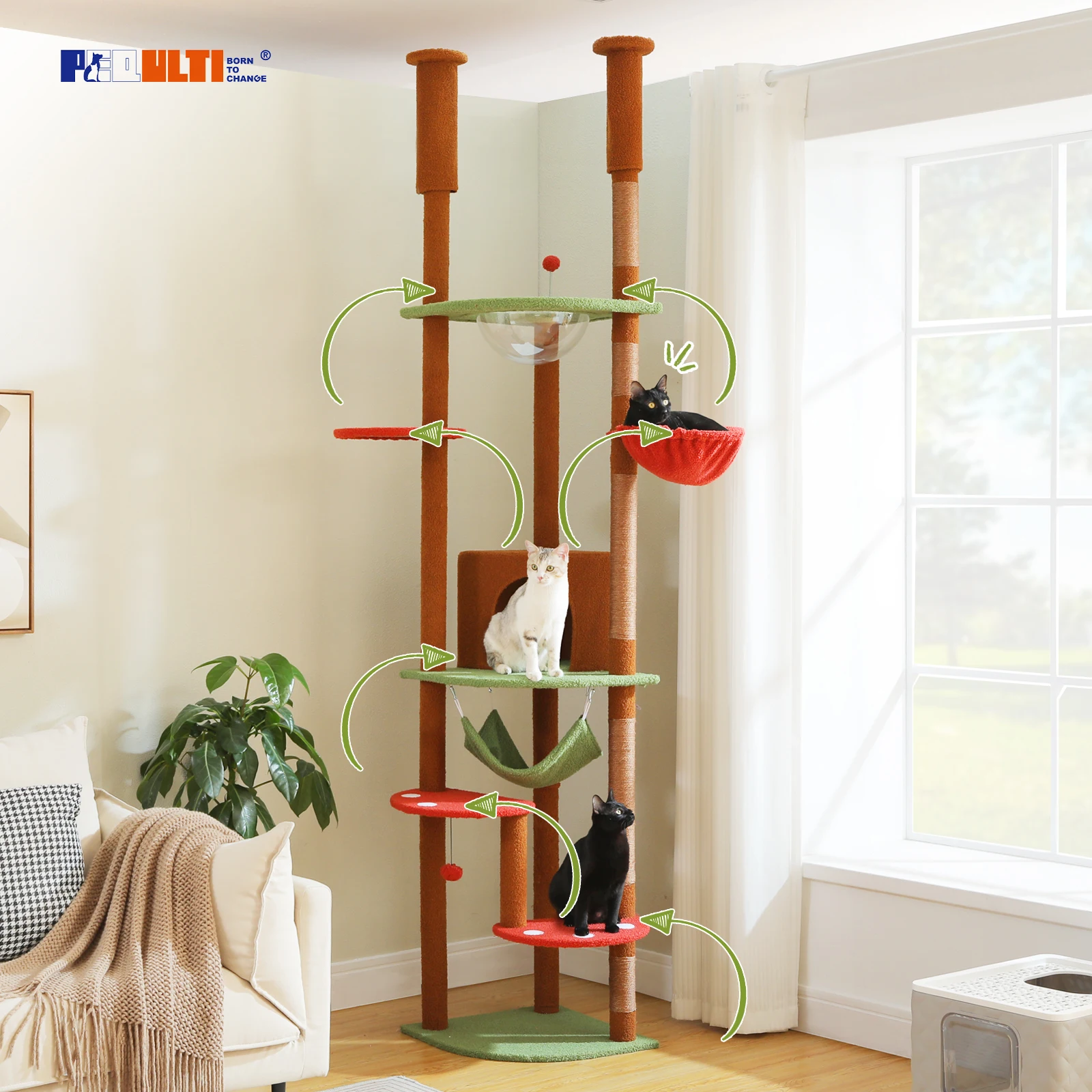 Hamaca y condo del árbol para gatos