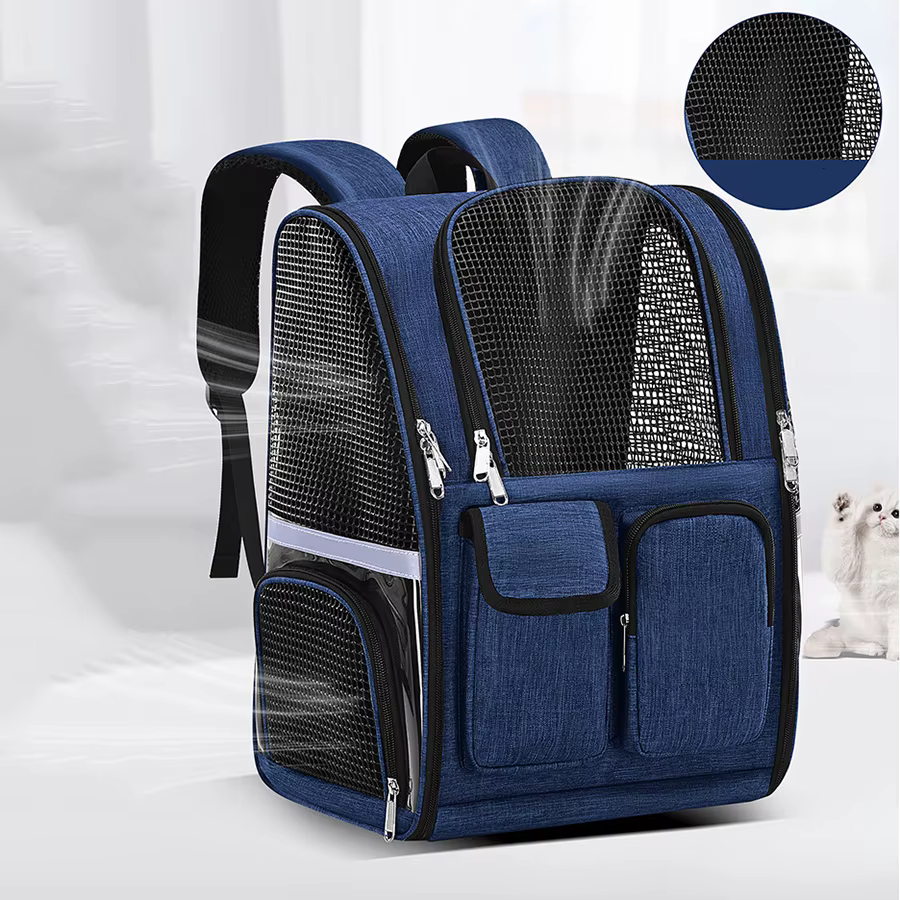 Mochila plegable Oxford ventilada para perros y gatos – con bols - imagen 3